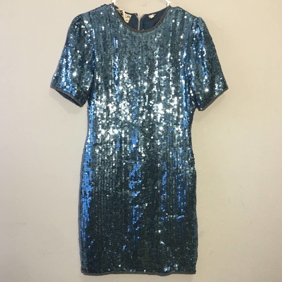 Scala Silk Blue Sequin Sheath Dress S - Picture 6 of 6